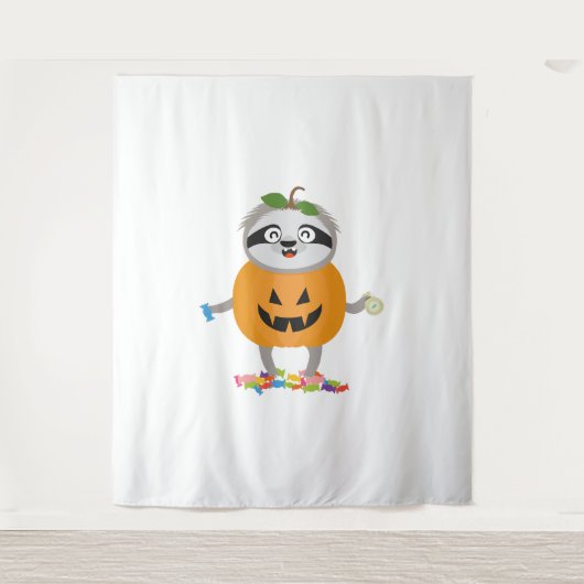 Pompoen Sloth Halloween kostuum cadeau Wandkleed (Voorkant)