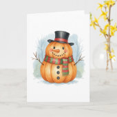 Pompoen sneeuwman kaart (Gele Bloem)