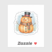 Pompoen sneeuwman sticker (Vel)