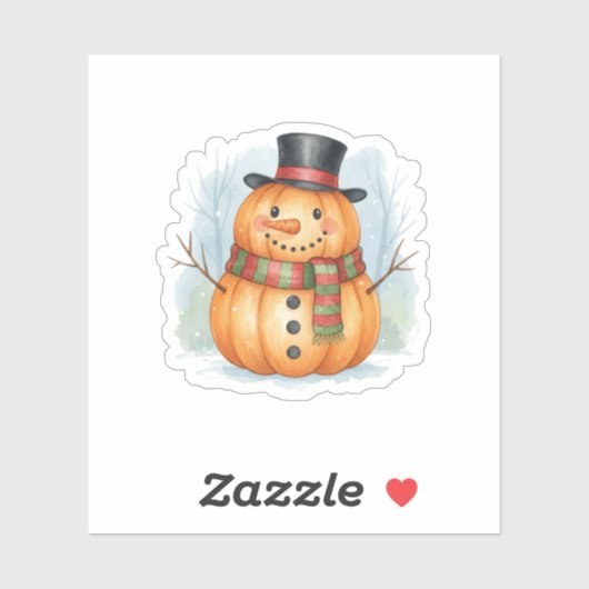 Pompoen sneeuwman sticker (Vel)