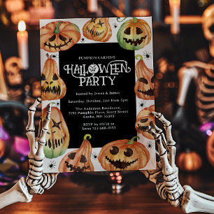 Pompoen Snijden Halloween Verjaardag Kaart