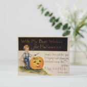 Pompoen snijden (Oude Halloween kaart) Briefkaart (Staand voorkant)