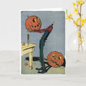 Pompoen snijdt zijn eigen hoofd - Halloween Kaart (Gele Bloem)