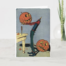 Pompoen snijdt zijn eigen hoofd - Halloween Kaart