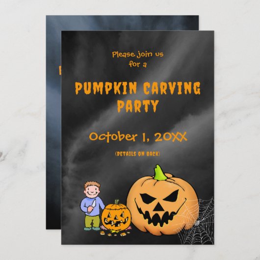 Pompoen snijfeest halloween Jack-O-Lantern Feestdagenkaart (Voorkant / Achterkant)