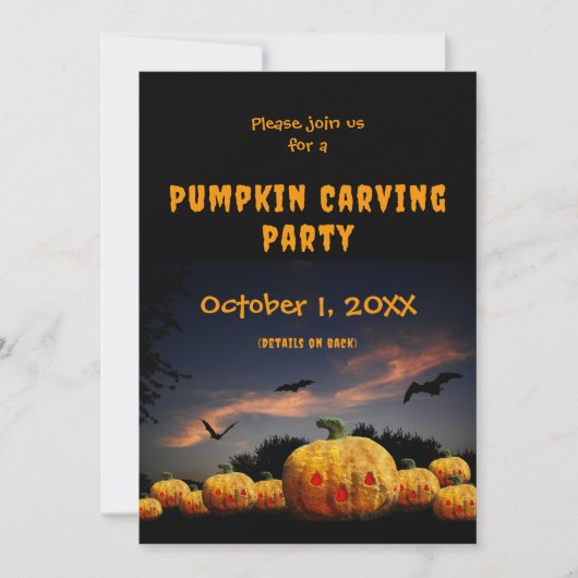 Pompoen snijfeest halloween Pompoenen vleermuizen Feestdagenkaart (Voorkant)