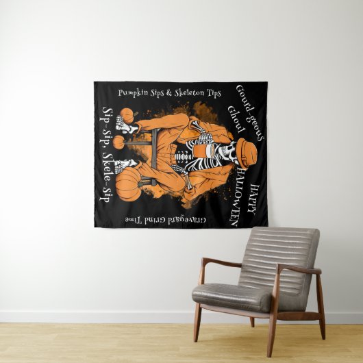 Pompoen Snips Skelet Tips Muur Hangen, Halloween Wandkleed (In Situ (horizontaal))