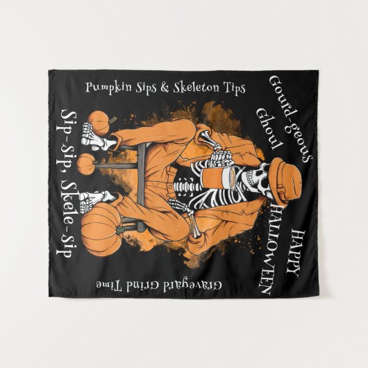 Pompoen Snips Skelet Tips Muur Hangen, Halloween Wandkleed (Voorkant (horizontaal))