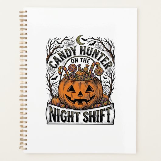 Pompoen Snoep Emmer Vintage Halloween Gravure D Planner (Voorkant)