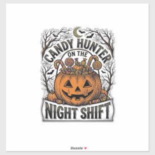 Pompoen Snoep Emmer Vintage Halloween Gravure D Sticker
