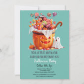 Pompoen Snoepjes Schattige Ghost Halloween feest Kaart (Voorkant)