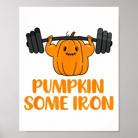 Pompoen Sommige Ijzer Leuk Halloween Gym Workout L Poster (Voorkant)