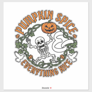 Pompoen Specerij Alles Leuk Halloween Skelet V Sticker