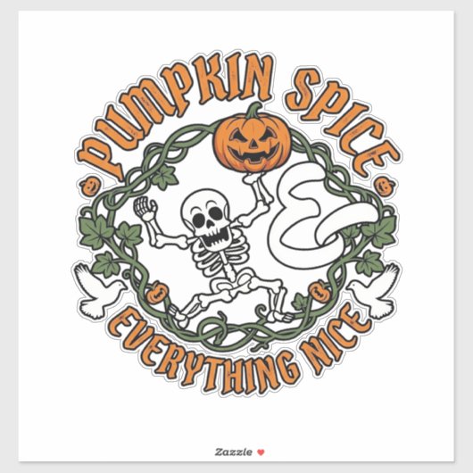 Pompoen Specerij Alles Leuk Halloween Skelet V Sticker (Vel)