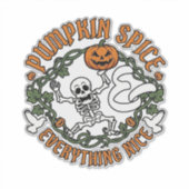 Pompoen Specerij Alles Leuk Halloween Skelet V Sticker (Voorkant)