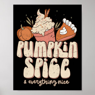 Pompoen specerij en alles lekker Herfst latte koff Poster