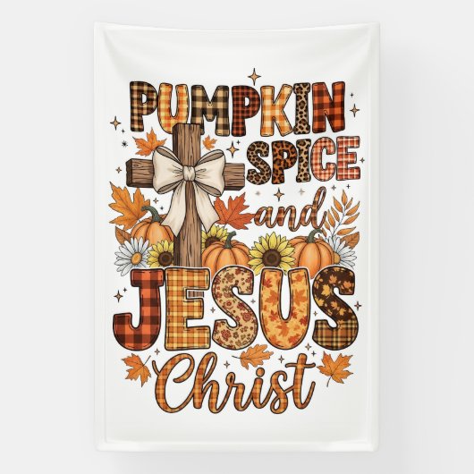 Pompoen Specerij en Jezus Christus Spandoek (Verticaal)