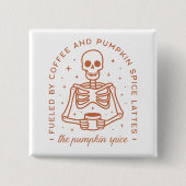 Pompoen specerij latte lover vierkante button 5,1 cm (Voorkant)