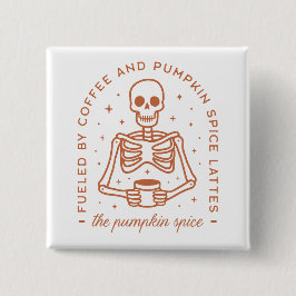 Pompoen specerij latte lover vierkante button 5,1 cm