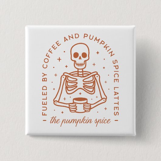 Pompoen specerij latte lover vierkante button 5,1 cm (Voorkant)