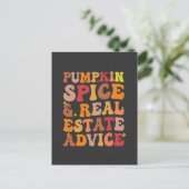 Pompoen Specerij & Vastgoedadvies Grappig Groovy Briefkaart (Staand voorkant)