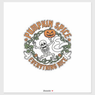 Pompoen Specerijen Alles Leuk Halloween Skelet V Sticker