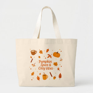 Pompoen Specerijen & Gezellige Sfeer Herfst Boodsc Grote Tote Bag