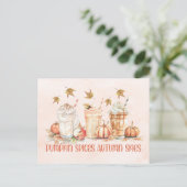 Pompoen specerijen Herfst Herfst Drink Grappig Quo Briefkaart (Staand voorkant)