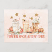 Pompoen specerijen Herfst Herfst Drink Grappig Quo Briefkaart (Voorkant)