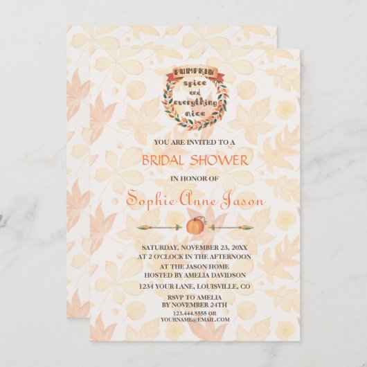 Pompoen Specerijen Herfst Thanksgiving Bruiloftson Kaart (Voorkant / Achterkant)