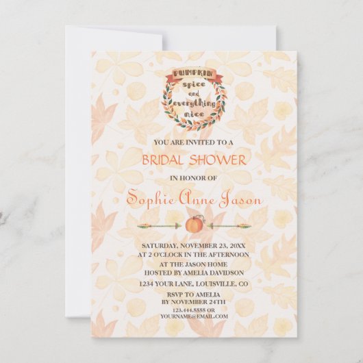 Pompoen Specerijen Herfst Thanksgiving Bruiloftson Kaart (Voorkant)