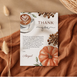 Pompoen Specerijen Koffie Baby Shower Dank Je Bedankkaart