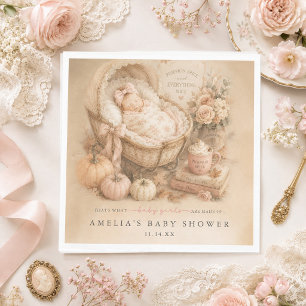 Pompoen Specerijen Vintage Herfst baby Meisje Borr Servet