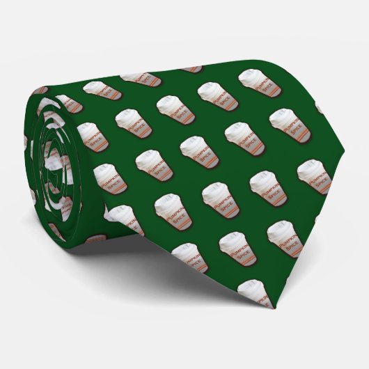 Pompoen specerijkoffie (groene achtergrond) stropdas (Opgerold)