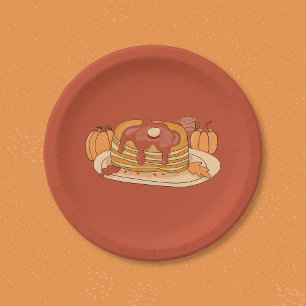 Pompoen Speculaas Pannenkoeken Roodbruine Papieren Bordje