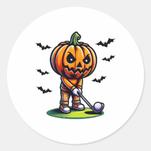 Pompoen spelen golf Halloween sport grappig en SP Ronde Sticker