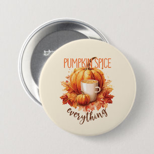 Pompoen Spice Alles - Laat & Herfst Bladerwerk Ronde Button 7,6 Cm