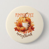 Pompoen Spice Alles - Laat & Herfst Bladerwerk Ronde Button 7,6 Cm (Voorkant)
