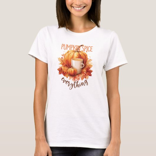 Pompoen Spice Alles - Laat & Herfst Bladerwerk T-shirt (Voorkant)