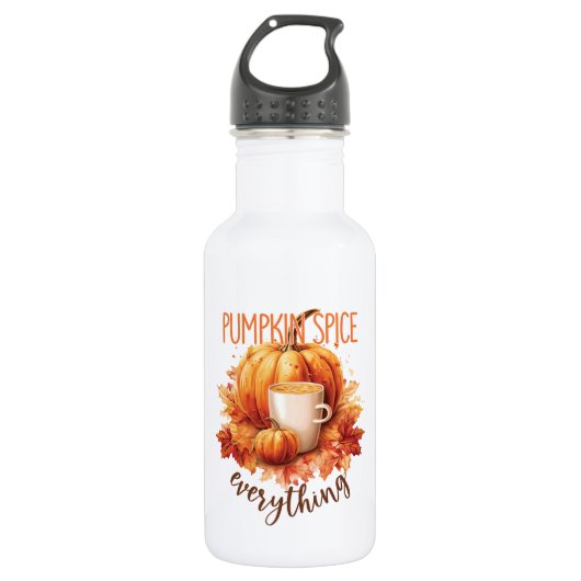 Pompoen Spice Alles - Laat & Herfst Bladerwerk Waterfles (Voorkant)