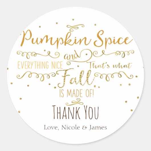 Pompoen Spice & Alles Leuke Herfst Favor Ronde Sticker (Voorkant)