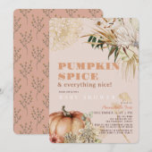 Pompoen Spice Boho Bloemen Roze Meisje Baby shower Kaart (Voorkant / Achterkant)