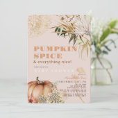 Pompoen Spice Boho Bloemen Roze Meisje Baby shower Kaart (Staand voorkant)