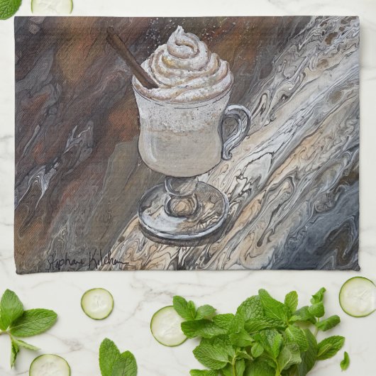 Pompoen Spice Bruin en Gouden Keukenhanddoek (Gevouwen)