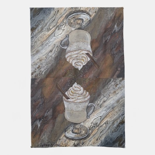 Pompoen Spice Bruin en Gouden Keukenhanddoek (Verticaal)