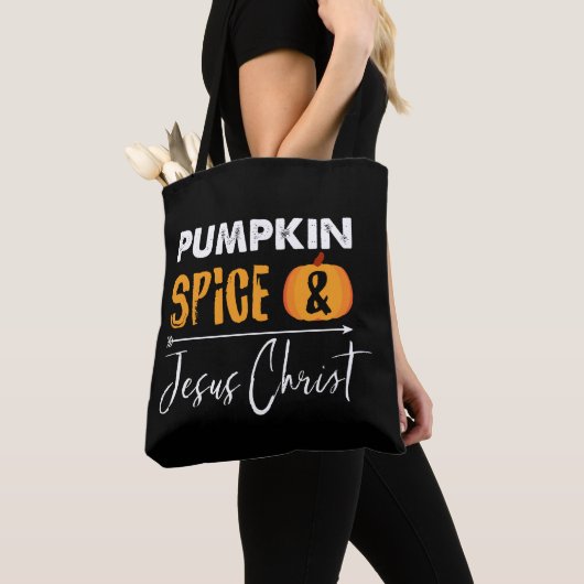 Pompoen Spice Christelijke Herfst Moderne nieuwigh Tote Bag (Dichtbij)