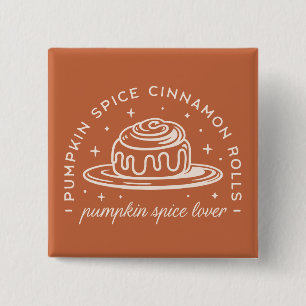 Pompoen Spice Cinnamon Rolls Vierkante Button 5,1 Cm