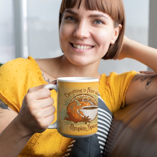 Pompoen Spice Coffee Mok herfst gouden achtergrond