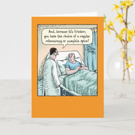 Pompoen Spice Colonoscopy Halloween Kaart (Gele Bloem)