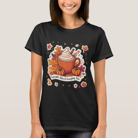 Pompoen Spice & Cosy Vibes Schattigee Herfst Esthe T-shirt (Voorkant)